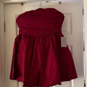 Nordstrom Strapless Wine-Red Party Dress